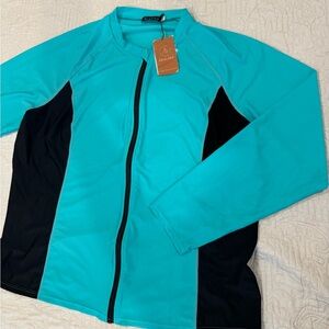 Aqua and Black Zip-Up Jacket